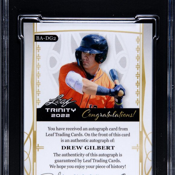2022 Leaf Trinity Drew Gilbert #BA-DG2 Rookie Auto 9/99 SGC GEM MINT 10/10 - Picture 3 of 3